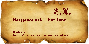 Matyasovszky Mariann névjegykártya