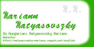 mariann matyasovszky business card